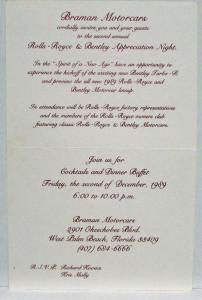 1989 Rolls Royce - Bentley Motorcars Merchandise and Event Invitation
