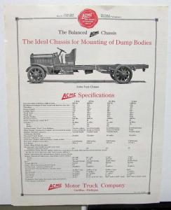 1918 1919 ACME Motor Truck Co Dealer Sales Brochure 2 3.5 5 Ton Chassis Orig