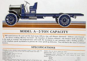 1918 ACME Trucks Dealer Sales Brochure Models A B C E 1 Thru 5 Ton Chassis Orig