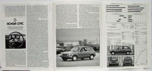 1973 Honda Civic Car and Driver Road Test Article Reprint