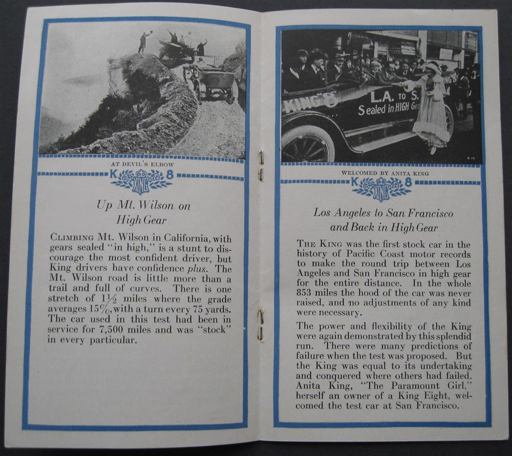 1916 King Motor Co Achievements booklet Pre 1916 Brass Era Original