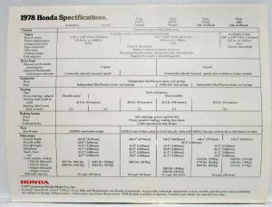 1978 Honda 6 Reasons to Look at Sales Folder Civic 1200 CVCC 5-Sp Wagon Accord