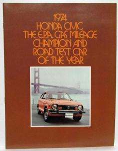 1974 Honda Civic Gas Mileage Champion & Road Test Car of the Year Sales Brochure