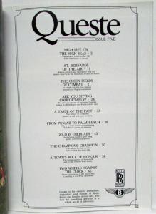 1986 Queste Magazine - Issue Five - Rolls-Royce and Bentley Owners Supporters