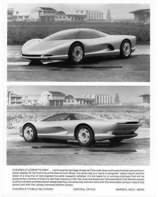 1986 Chevrolet Corvette Indy Experimental Concept Show Car Press Photo 0320