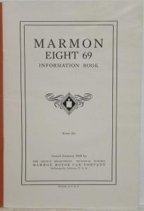1930 Marmon Eight 69 Information Book Owners Manual
