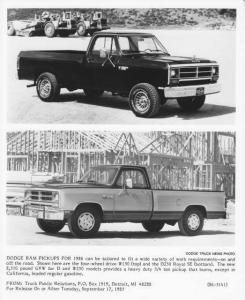 1986 Dodge Ram Pickup Truck Press Photo 0098
