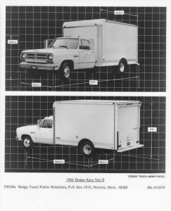 1986 Dodge Kary Van II Dimensions Press Photo 0107