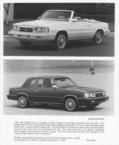 1986 Dodge 600 Press Photo 0109