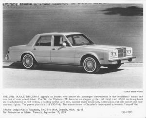 1986 Dodge Diplomat Press Photo 0114