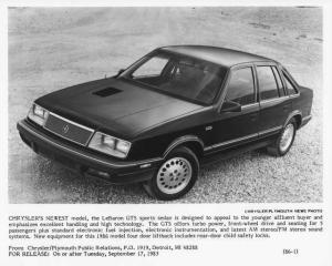 1986 Chrysler LeBaron GTS Press Photo 0036