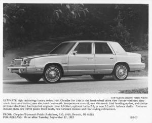 1986 Chrysler New Yorker Press Photo 0040