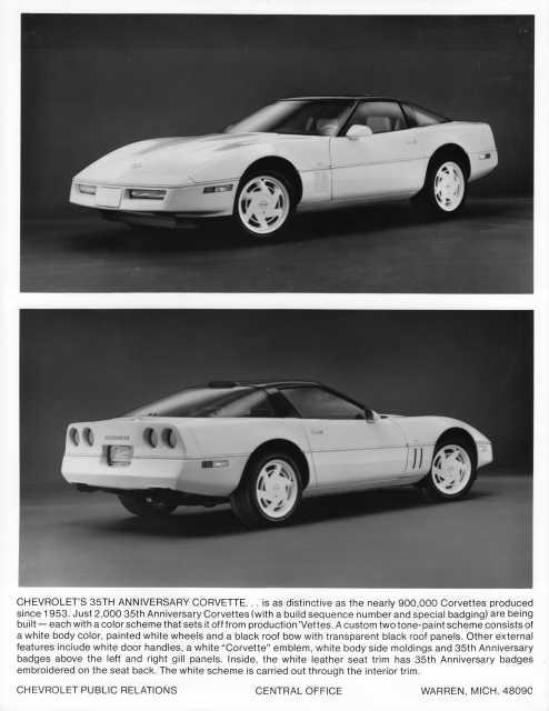 1988 Chevrolet Corvette 35th Anniversary Press Photo 0337