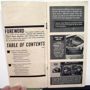 1962 Chevrolet Super Service Corvair Power Train Removal & Installation Booklet