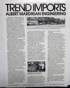 1980s Trend Imports Albert Mardikian Engineering Sale Folder Ferrari BMW Porsche
