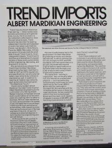 1980s Trend Imports Albert Mardikian Engineering Sale Folder Ferrari BMW Porsche