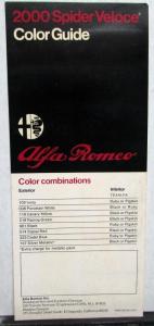 1980s Era Alfa Romeo 2000 Spider Veloce Color Guide