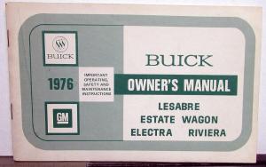 1976 Buick LeSabre Estate Wagon Electra Riviera Owners Manual Care & Op Orig