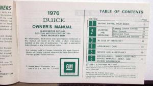 1976 Buick LeSabre Estate Wagon Electra Riviera Owners Manual Care & Op Orig