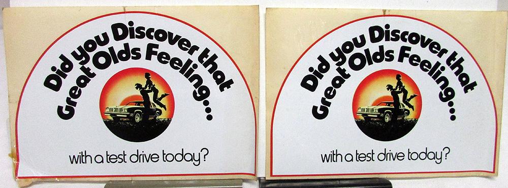 Late 1970s Oldsmobile Dealer Showroom Window Stickers Test Drive Cutlass Supreme