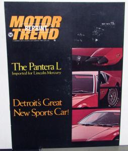 1973 Lincoln Mercury Dealer Pantera L Sales Brochure Motor Trend Road Test Mag