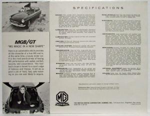 1967 MG MGB/GT Spec Sheet