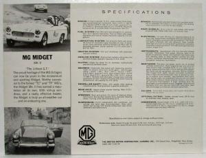 1967 MG Midget Mark II Spec Sheet