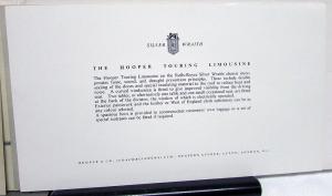 1956 Rolls Royce Silver Wraith Dealer Sales Brochure Portfolio Limo Saloon Rare