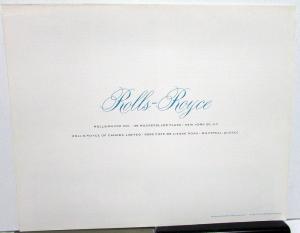 1960s Rolls Royce Silver Shadow 4 Door Saloon Dealer Large Brochure Folder Orig