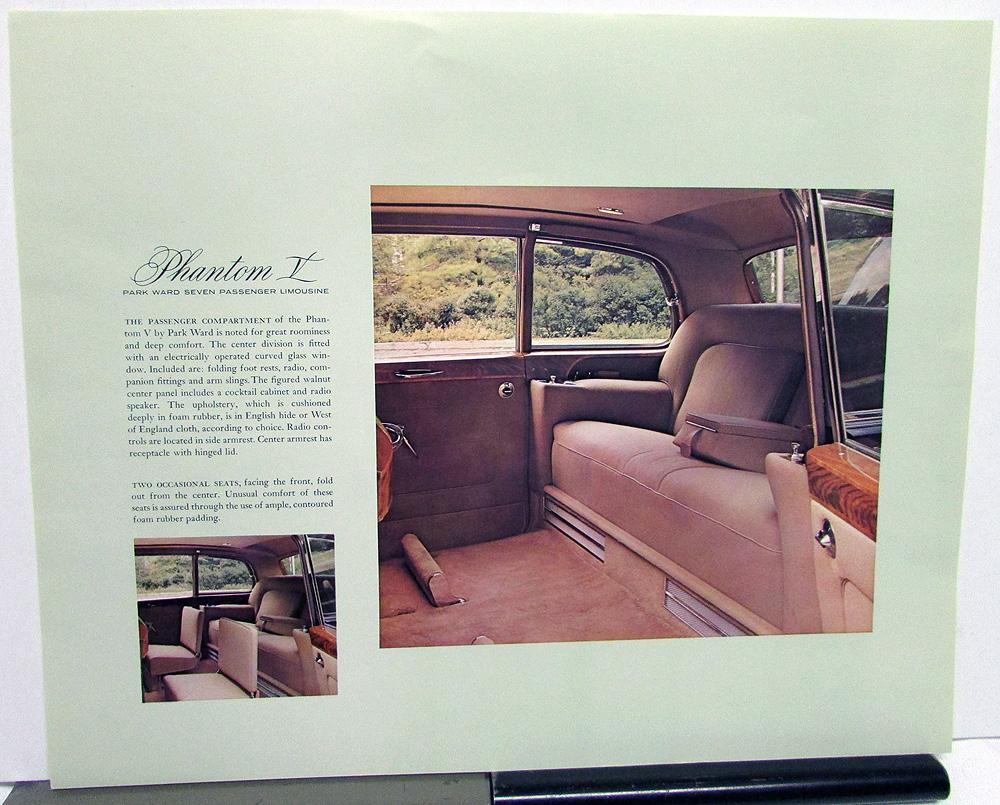 1960s Rolls Royce Phantom V Large Sales Sheet Limousine Interior View