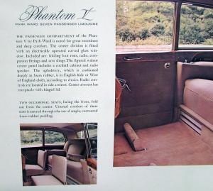 1960s Rolls Royce Phantom V Large Sales Sheet Limousine Interior View
