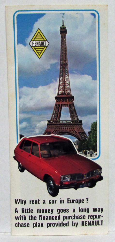 1972 Renault Purchase Repurchase Plan Sales Folder 17 16 15 12 6 4