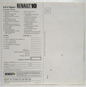 1968 Renault 10 Sales Folder