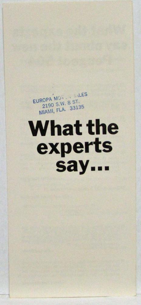 1970 Peugeot 504 & 304 What the Experts Say Sales Folder