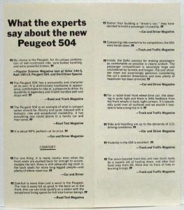 1970 Peugeot 504 & 304 What the Experts Say Sales Folder