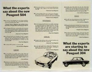 1970 Peugeot 504 & 304 What the Experts Say Sales Folder