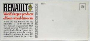 1971 Renault Worlds Largest Producer of FWD Cars Sales Folder/Mailer
