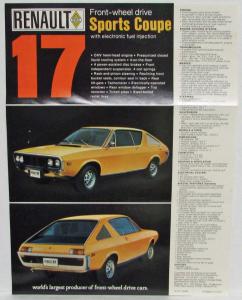 1972 Renault 15 and 17 Coupes Sales Folder