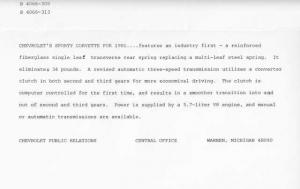 1981 Chevrolet Corvette Press Photo and Release 0362