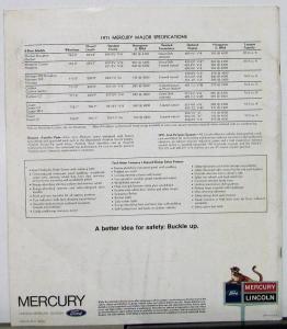 1971 Mercury Marquis Monterey Montego Cyclone Cougar Comet XL REV Sales Brochure