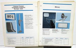 1974 Chrysler Dodge Plymouth Dealer Parts Book Accessories Catalog Supplement