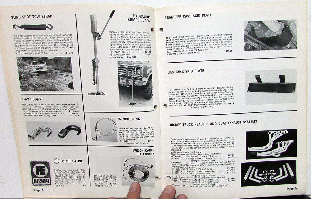 1974 Dodge Truck Dealer Hickey Pickup & Van Accessories Catalog & Price