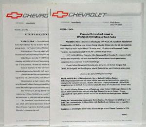 1996 Chevrolet Motorsports Press Kit Earnhardt Gordon Schrader Nemechek Waltrip