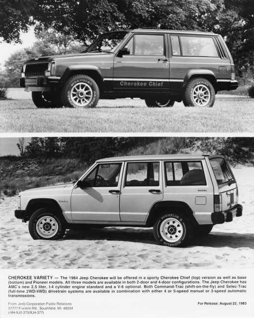 1984 Jeep Cherokee Chief and Base Model Press Photo 0017