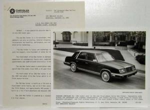 1983 1/2 Chrysler-Plymouth Press Kit Town & Country Woody Convertible Limo