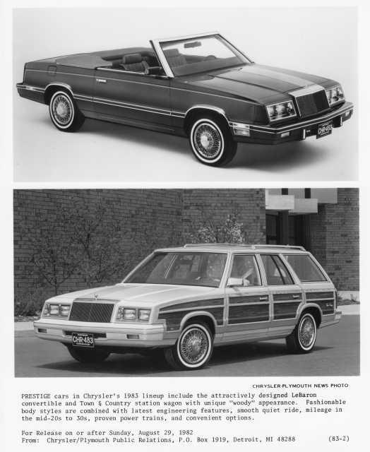 1983 Chrysler LeBaron Convertible and Town & Country Wagon Press Photo 0046