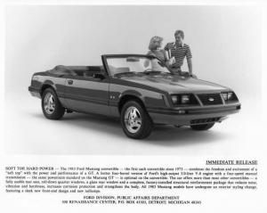 1983 Ford Mustang Convertible Press Photo 0299