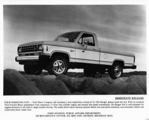 1983 Ford Ranger Pickup Press Photo 0301
