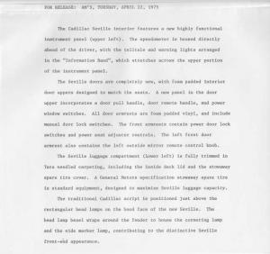 1975 Cadillac Seville Press Photo and Release 0124