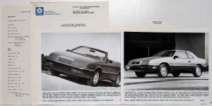 1988 Chrysler New Model Press Kit with Envelope Portofino LeBaron Conquest